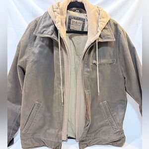 R&O Brown Bomber Jacket cotton w/ Removable hood.